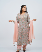 Pastel Grey and Pink Kurta set