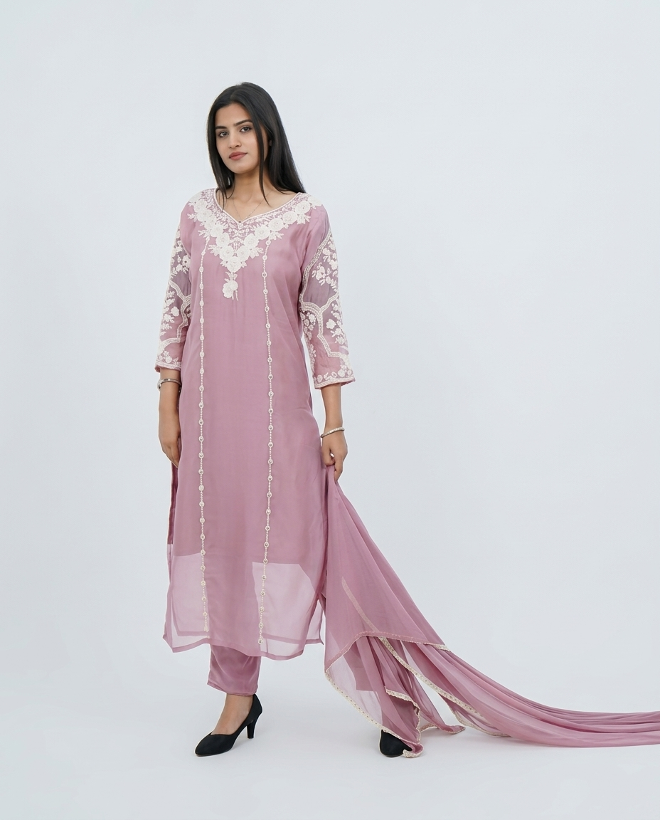 Muslin Base Onion Tone Kurta set