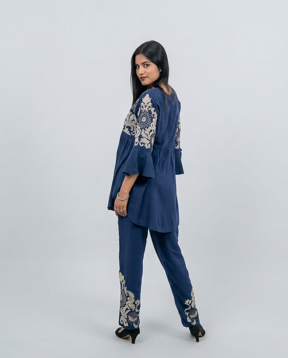 Navy Blue Cotton Cord-set