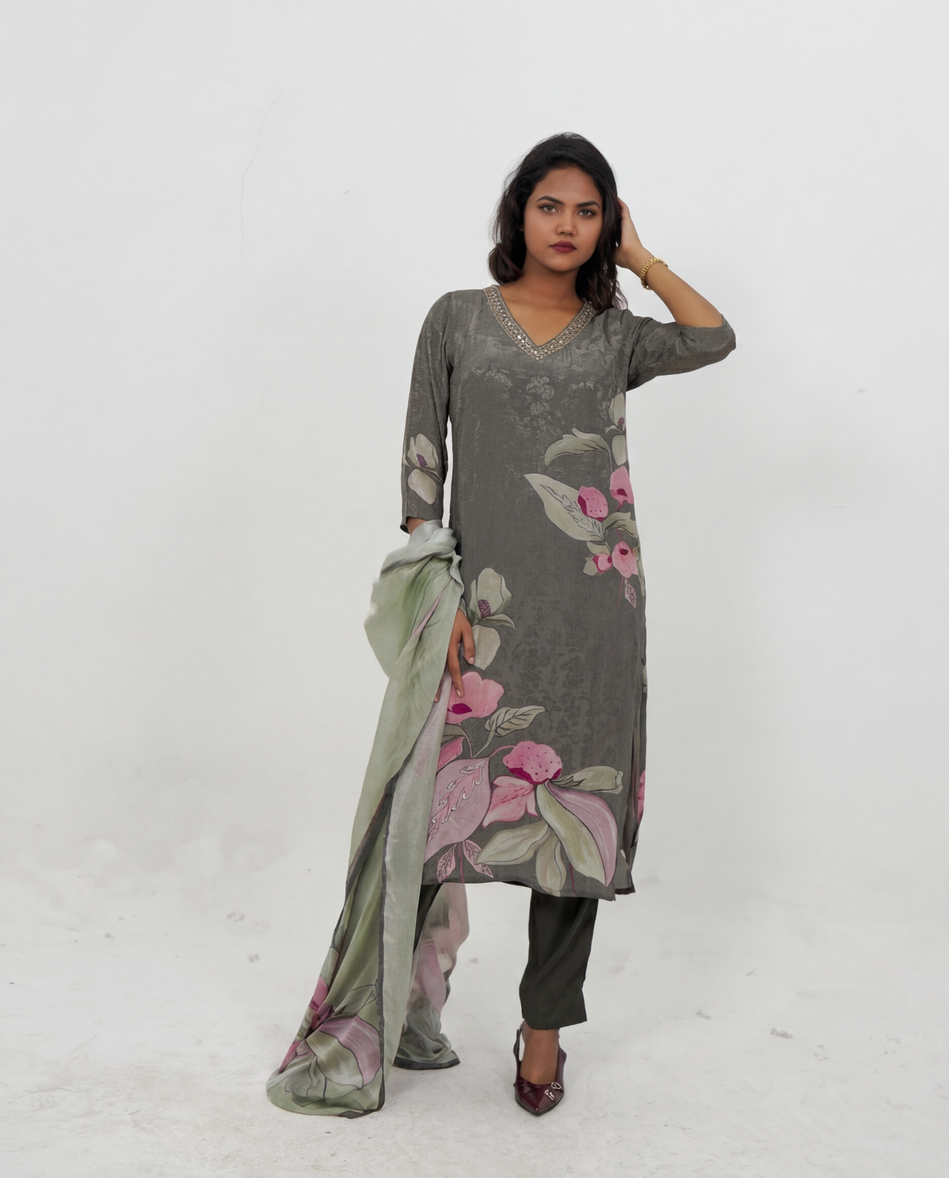 Grey Base Kurta set