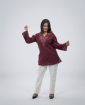 Elegant V-Neck Cotton Top