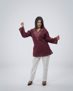 Elegant V-Neck Cotton Top