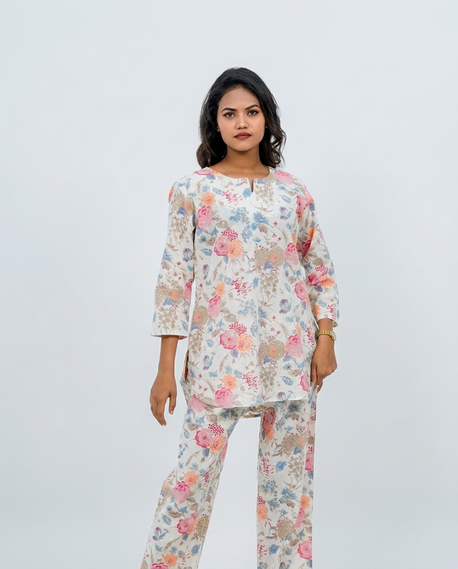 Pastel Floral Cotton Cord-set