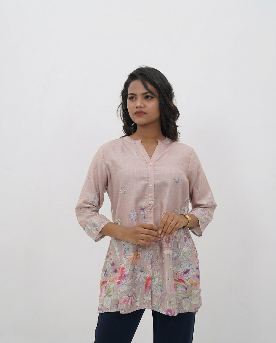 Soft Pastel Baby Pink Floral Top
