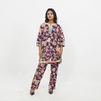 Purple Floral Print Cord-set