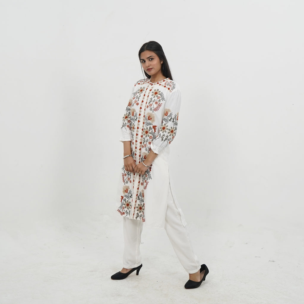 White Embroidered Kurta Set