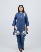 Blue Denim Cutwork Cord-set