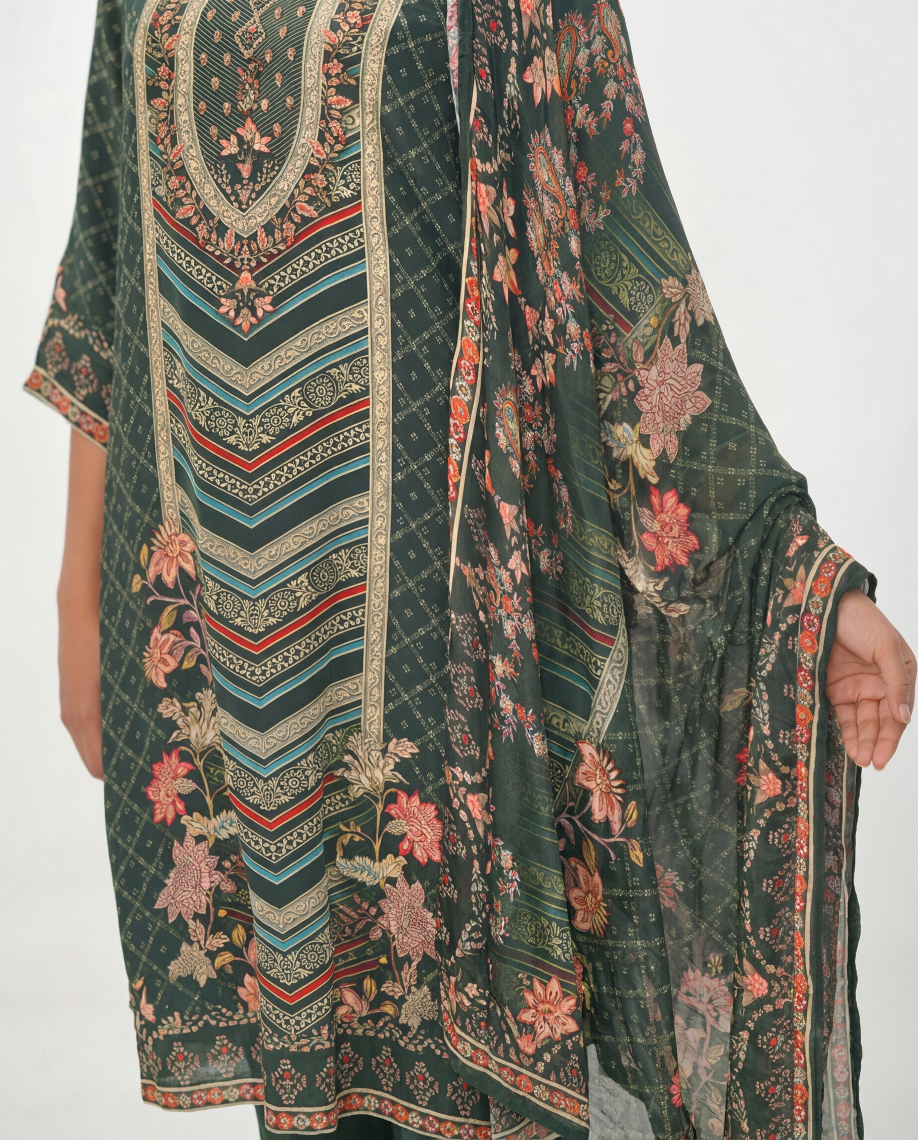 Olive Green Printed Kurta set