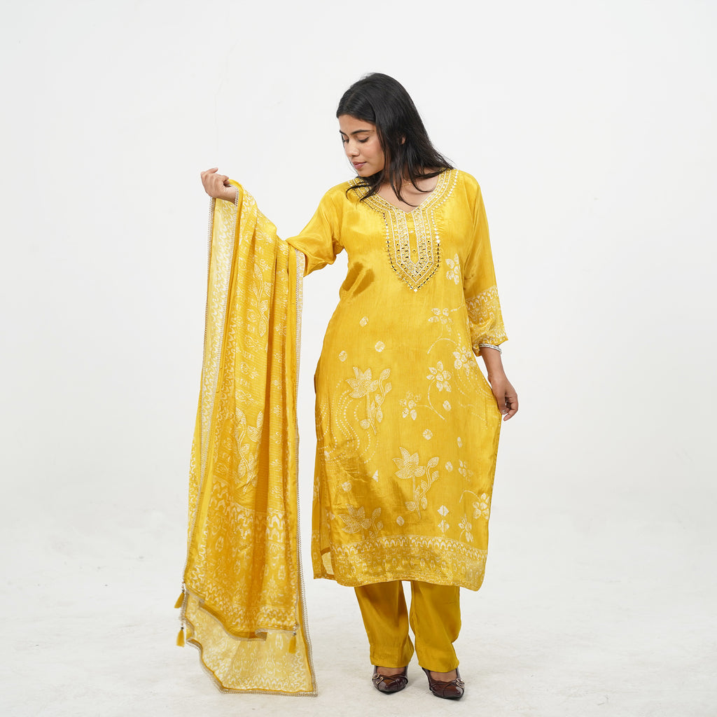 Yellow Base Kurta set