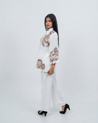 White Embroidered Cord-set
