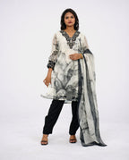 white & Black Kurta set