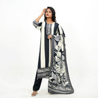 Cream and Black crepe Kurta Set