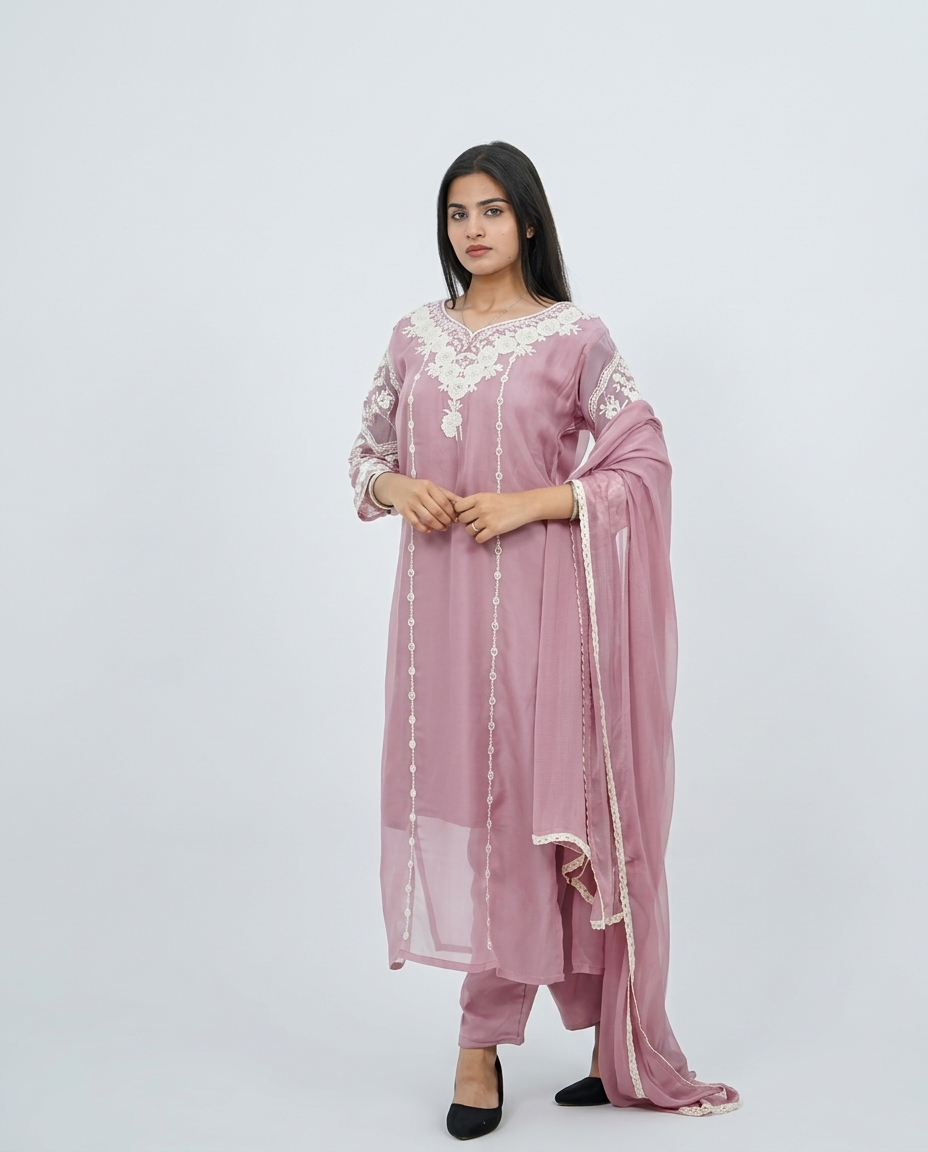 Muslin Base Onion Tone Kurta set