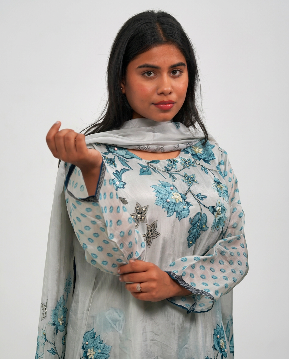 Light Grey Base Kurta Set
