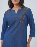 Blue Denim Golden Embroidered Cord-set
