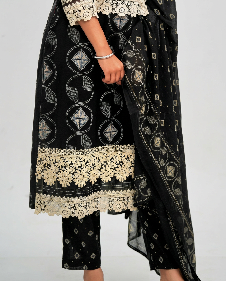 Jet Black cotton Kurta set