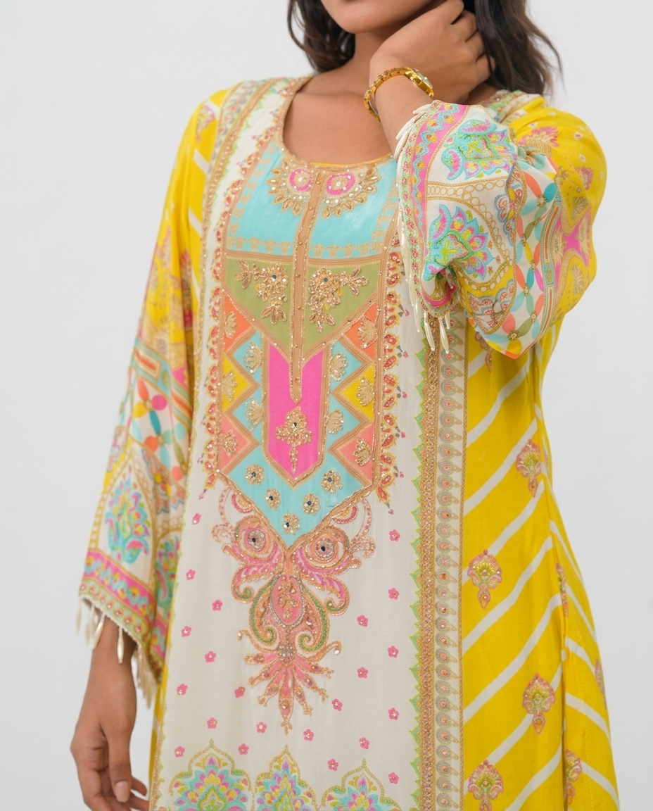 Yellow Muslin Kurta set