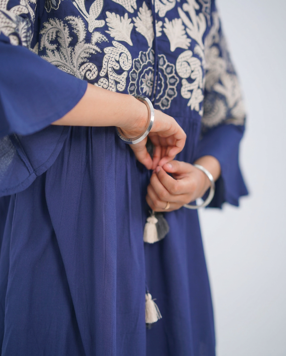 Navy Blue Cotton Cord-set