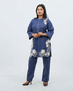 Blue Denim Cutwork Cord-set