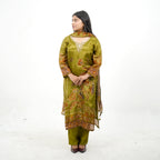 Olive Green Crepe-Blend Kurta Set