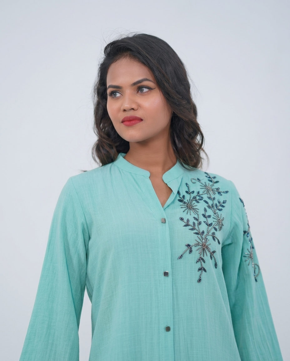 Light Green Rayon-Cotton Cord-set