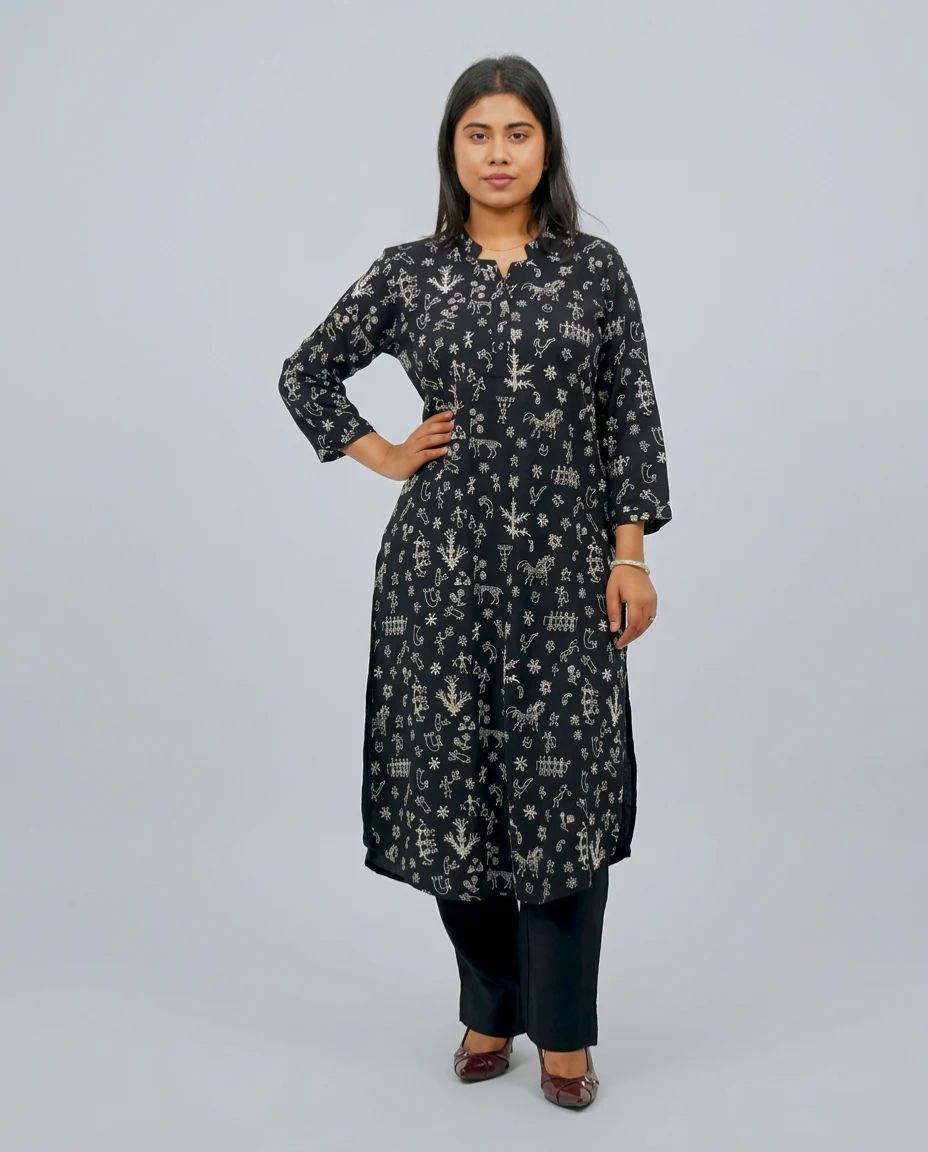 Black Muslin Kurta set