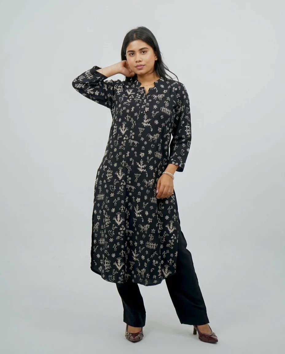 Black Muslin Kurta set