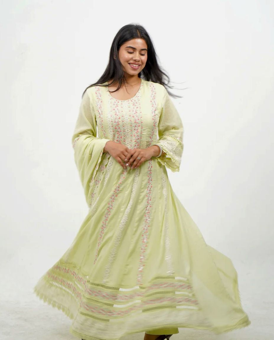 Light lime Anarkali set