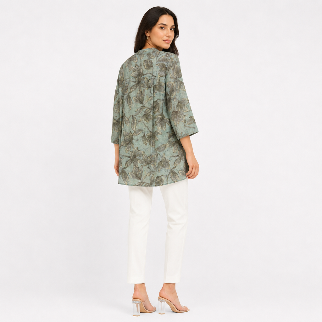 Sage Blossom Muslin Printed Top