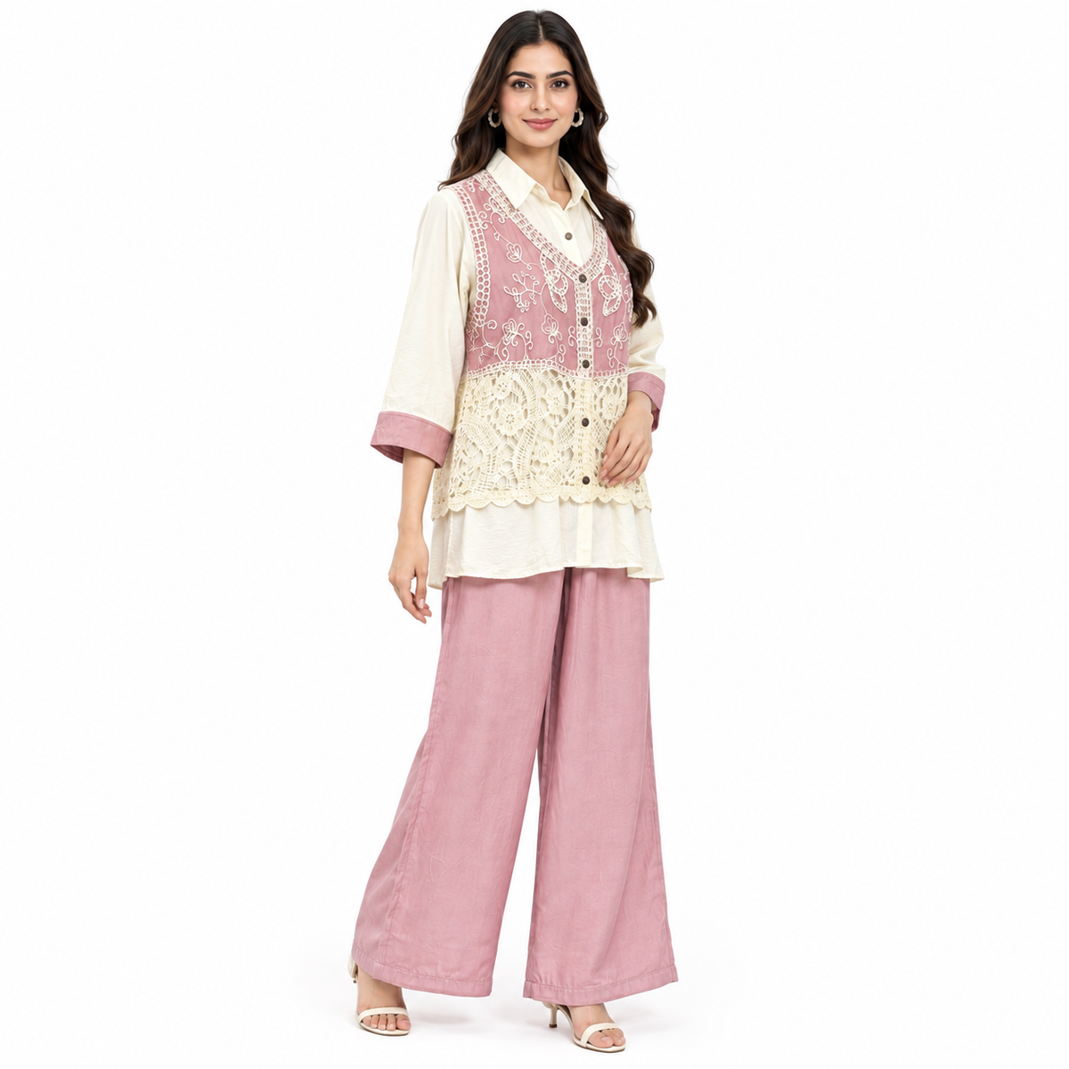 Rosé Lacework 3-Piece Cord-set