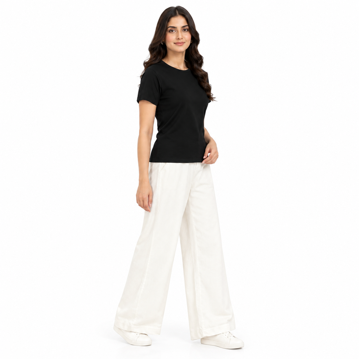 Premium White Parallel bottom with Clean Waistband
