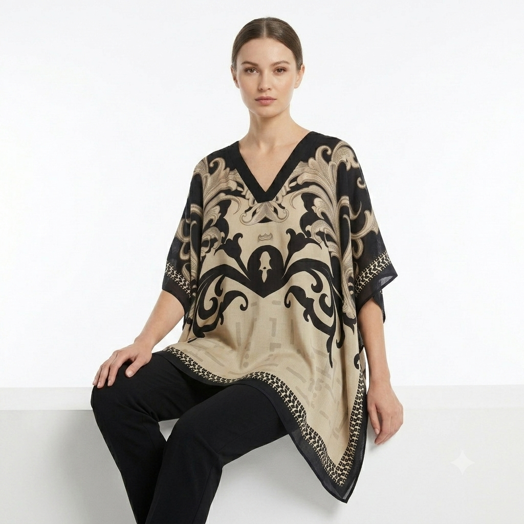 Midnight Baroque Crepe Top