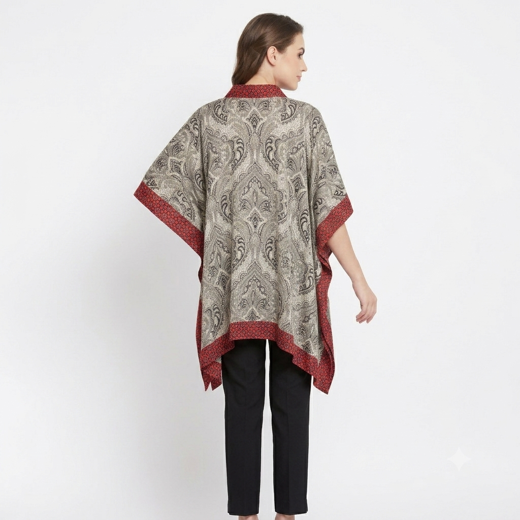 Crimson Contrast Paisley Top
