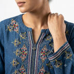 Indigo Motif Embroidered Denim Cord-set