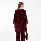 Royal Maroon Velvet Embroidered Cord-set