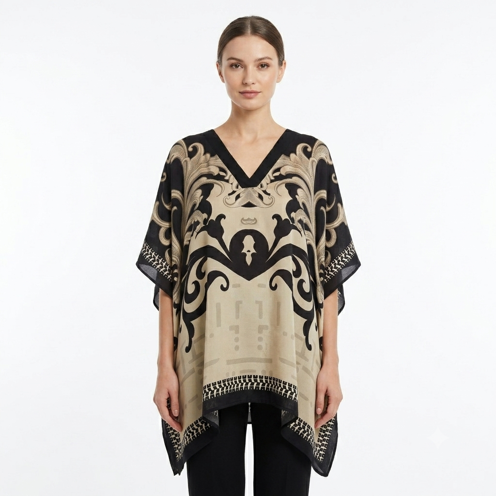 Midnight Baroque Crepe Top