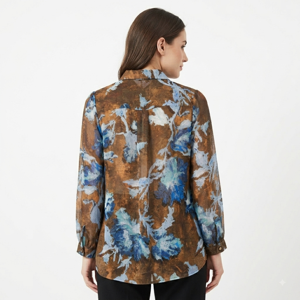 Earth & Aqua Cutwork Georgette Top