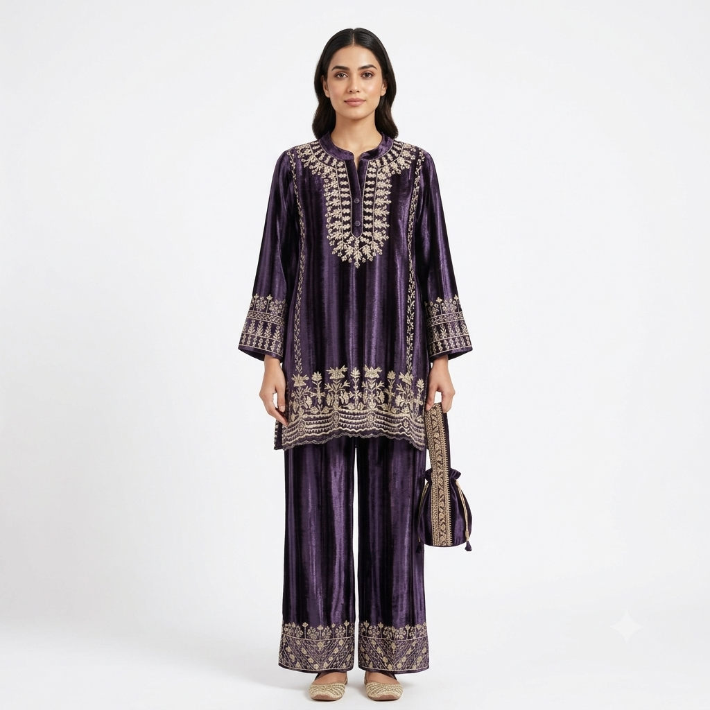 The Royal Plum Velvet Cord-set
