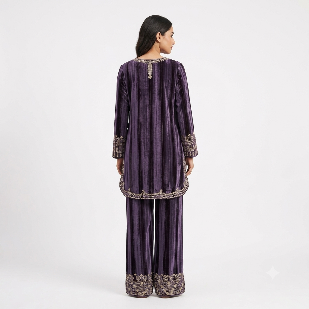 The Royal Plum Velvet Cord-set