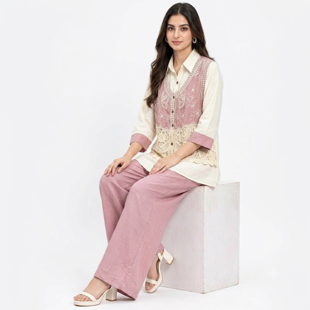 Rosé Lacework 3-Piece Cord-set
