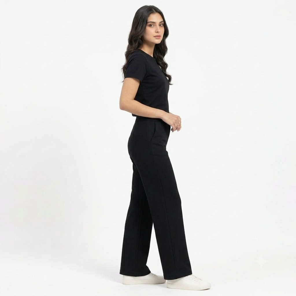 Boardroom Luxe High-Rise Parallel Pants-Black