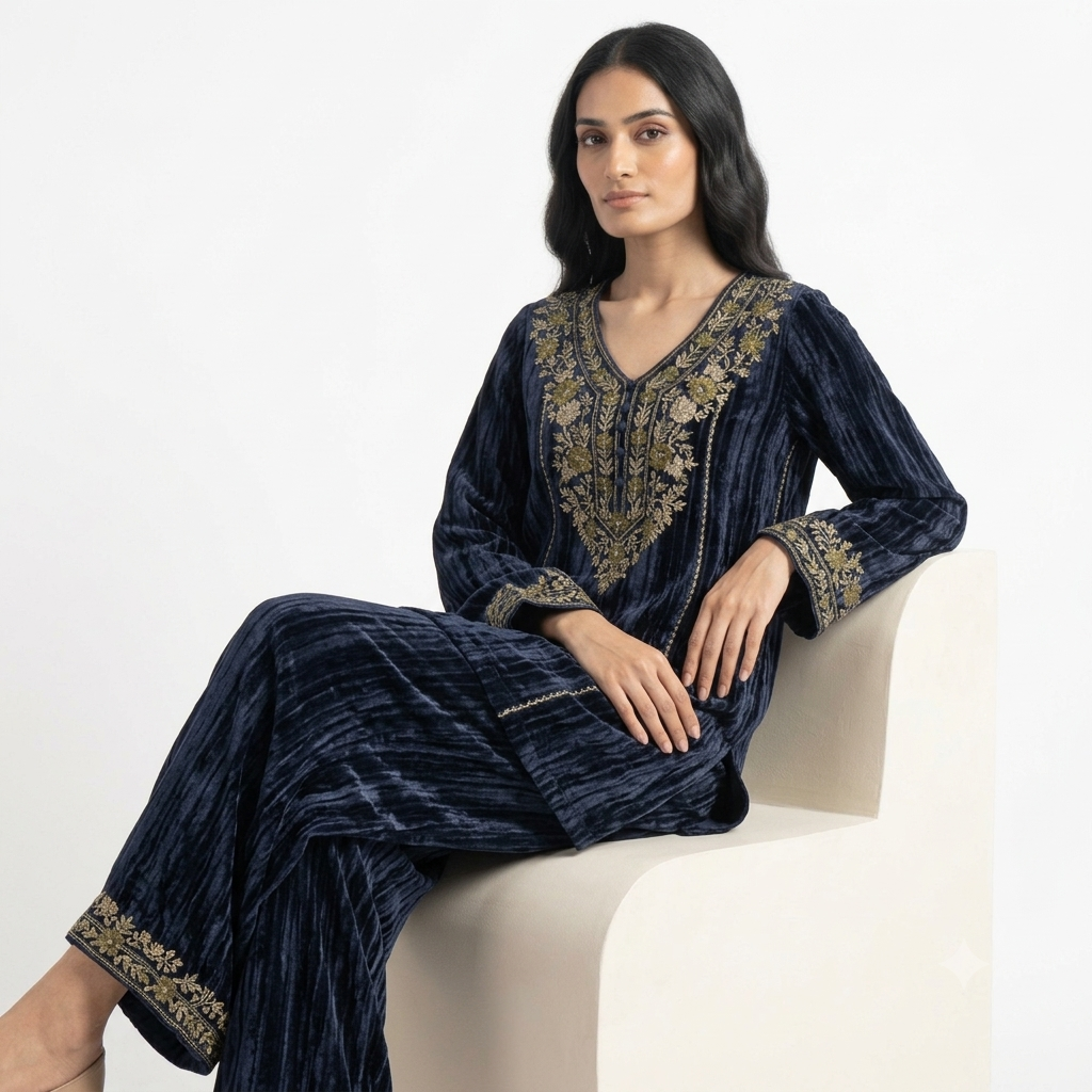 The Midnight Sapphire Velvet Cord-set