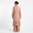 Blush Peach Embroidered Asymmetric Cord-set