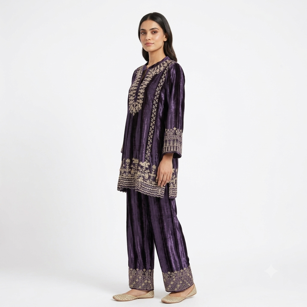 The Royal Plum Velvet Cord-set