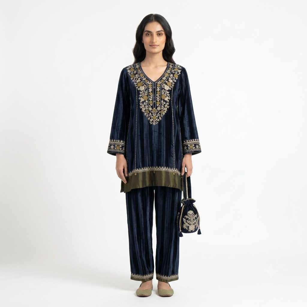 The Midnight Sapphire Velvet Cord-set
