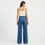 Elastic-Waist Wide Leg Ankle  Bottom