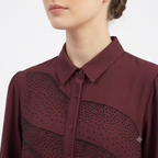 Embellished Georgette Top – Wine Red