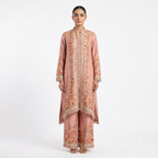 Blush Peach Embroidered Asymmetric Cord-set