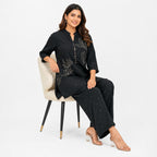Lotus Motif Embroidered Cord-set