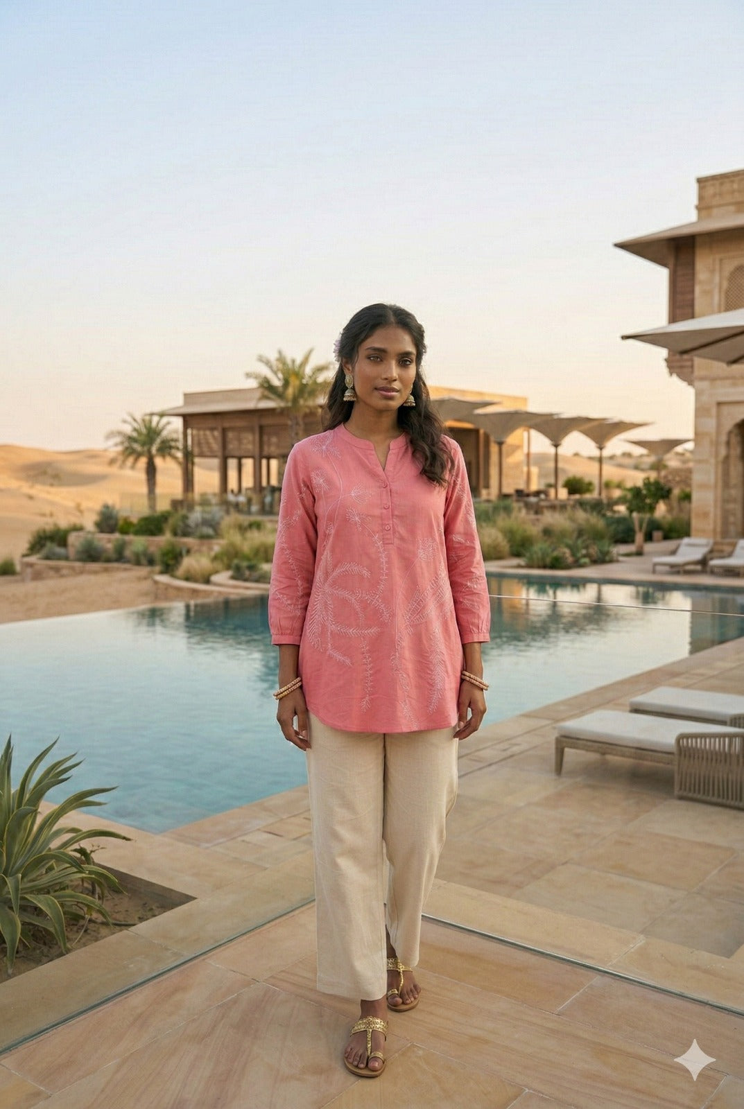 Rose pink cotton Top.